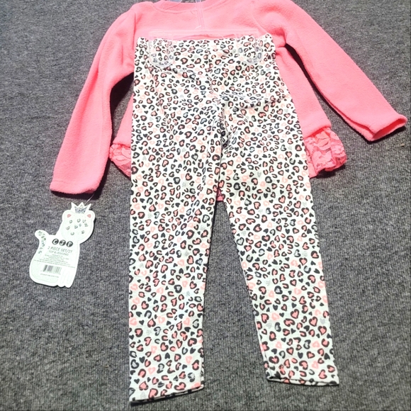 NEW 2pc Outfit~CJP~Princess Kitty Cat~Leppard Print~Hearts~Shiny~3T - Picture 2 of 5